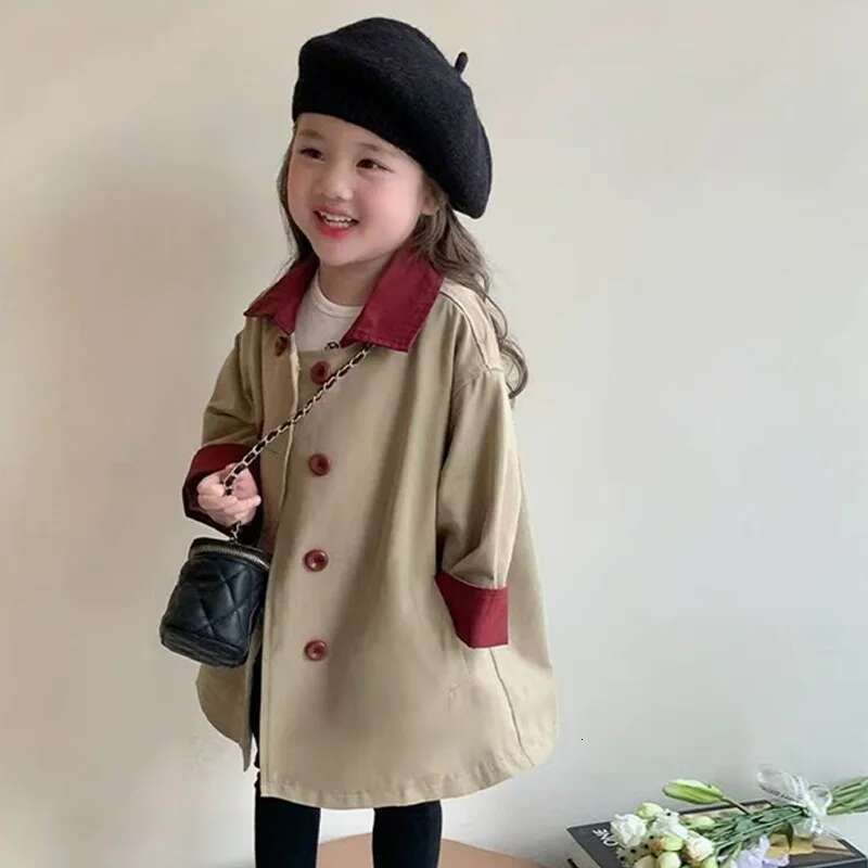 Ddmyshoesvip Girls Trench Children Spring Jackets Kids Button Coat Toddler Autumn Outerwear Baby Girl Long Sleeve Clothes