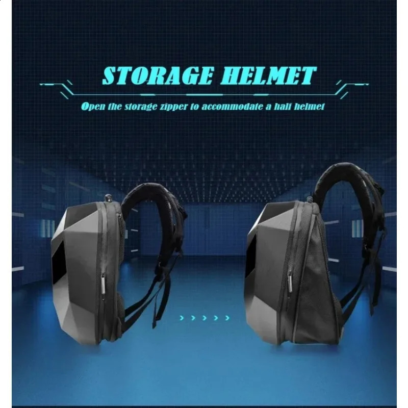 Ship from U.S. LED Motorcycle BackpackLED-Lit Hard Shell Motorcycle BackpackRiding BackpackLED Travel Camping BagCycling Storage Bag 250228FBB