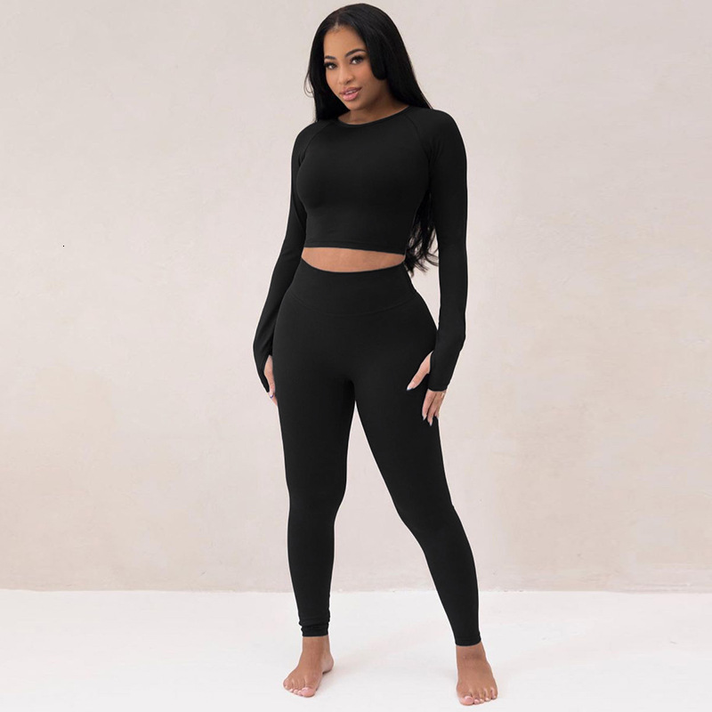 Women's New Summer New Product Fashionable Long Sleeve Top Slimming High Elasticity Sports Yoga Pants Set