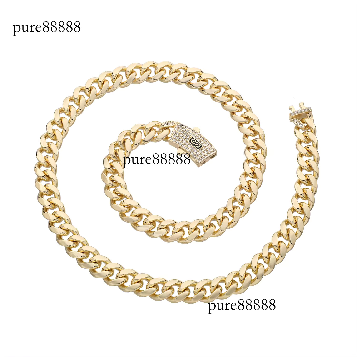 BES6mm 8mm 10mm 12mm Monaco Necklace Cuban Chain Bracelet Hip Hop Jewelry
