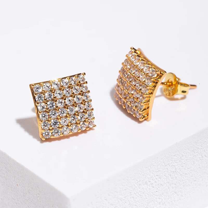 Unique Korean Square Stud Earring with Dazzg Full Crystal Inlay Trendy Elegant Temperament Charm Women Earrings