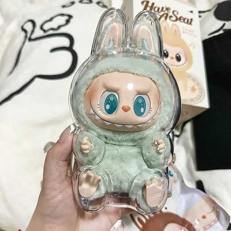 Labubu Protect Case Portable Transparent Protective Case Acrylic Organizer Box For Labubu V1 V2 Doll Bag with Keychain W250301
