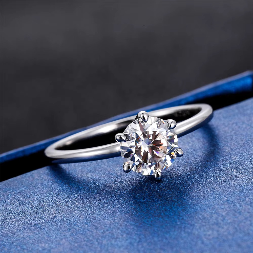 OAHLAN Stylish Real 1ct Moissanite Engagement Rings for Women S Sterg Sier Wedding Bands Jewelry With Certificate
