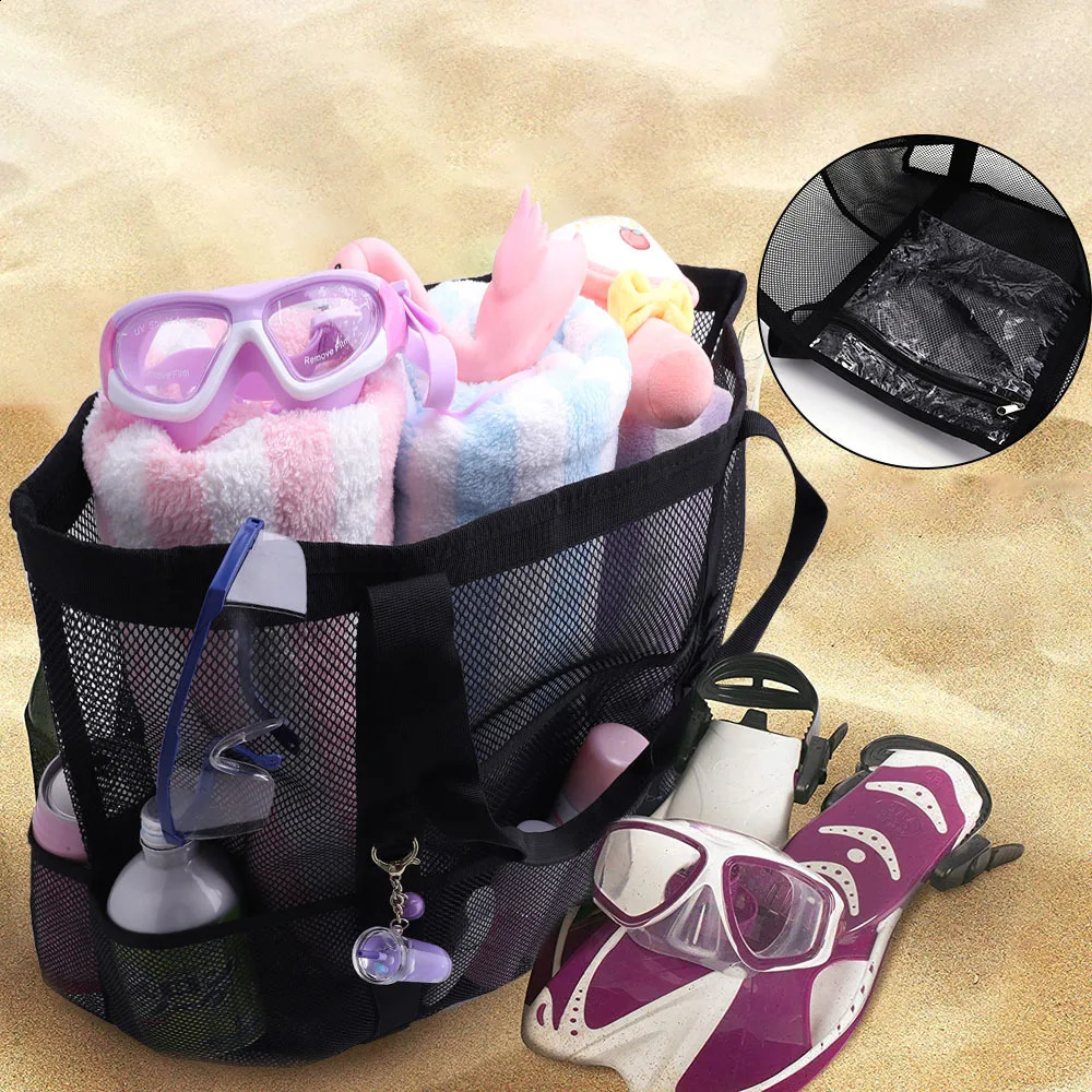 Womens Transparent Mesh Shopping Fashion Light and Versatile Large-capacity Portable Handbag Beach Mesh Bag Shoulder Bag 250305