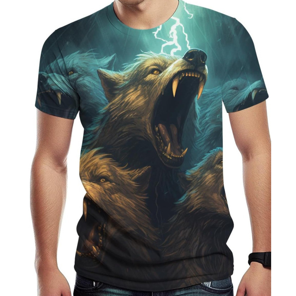 Mens T shirt 3D Print Animal Tee Men Casual Classic Wolf Round Neck Shirt T-Shirts tee Casual tops summer clothes cool