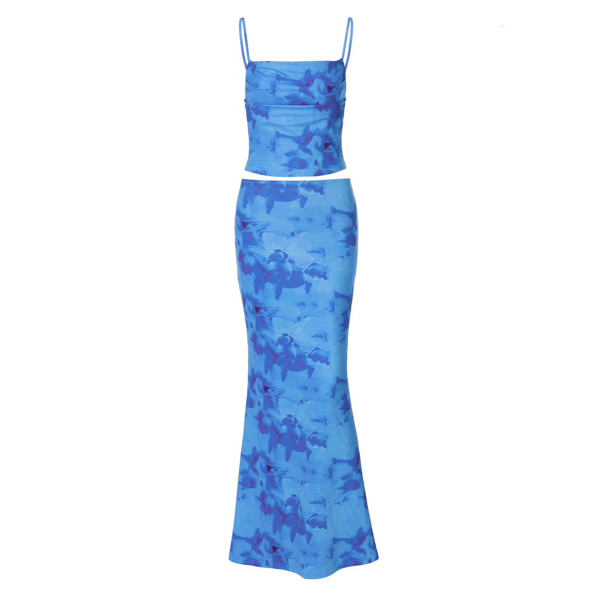 Women's Clothing 2025 Spring New Product Sexy Printed Strapless Top, Fashionable Spicy Girl Half Skirt Set