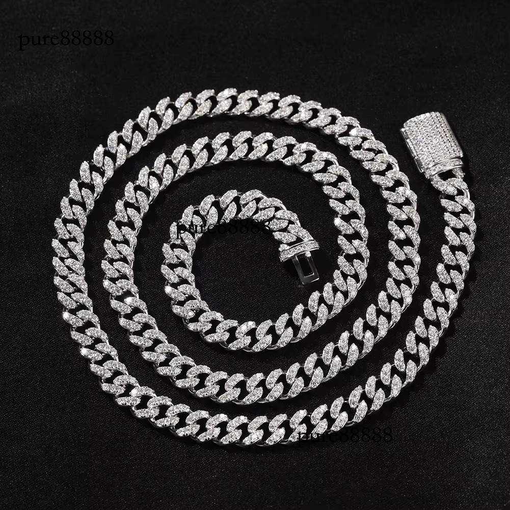 Boutique 6MM Cuban Chain Pure Sier Pyroxene Hiphop Jewelry Men's and Women's Necklace Bracelet Wedding Religion