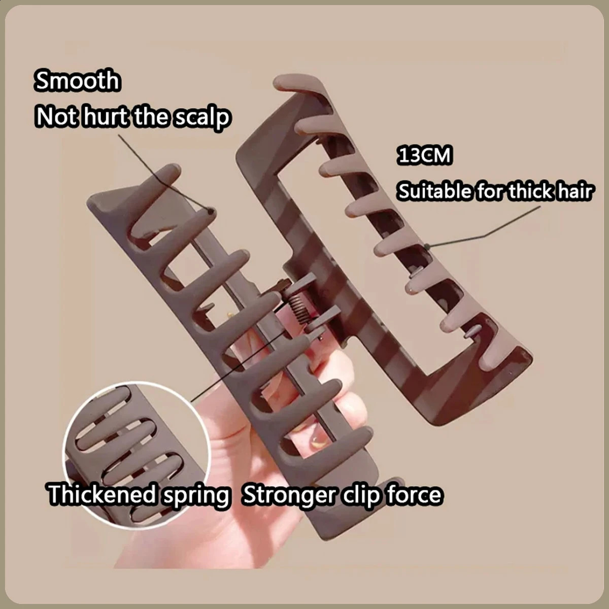 Fashion 13CM Oversized Solid Square Frosted Hair Shark Clip Headdress Accessories Suitable For Women Girls Thick 250218