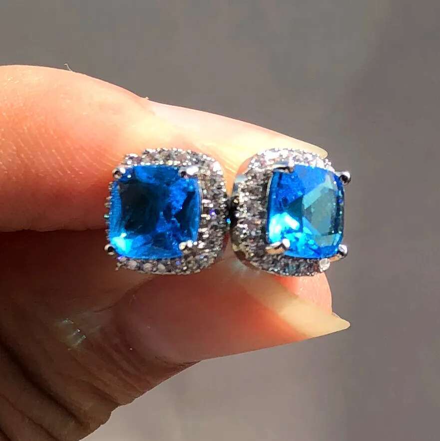 Cute Female Crystal Zircon Stone Fashion sier color Rainbow Wedding Jewelry Vintage Double Stud Earrings For Women