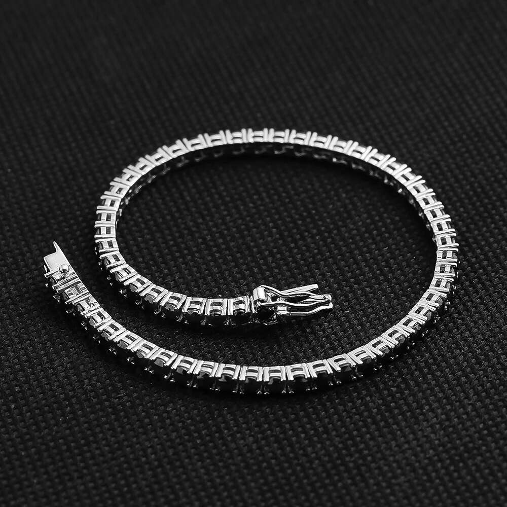 Serenity Day 3mm 4mm 5mm Black Full Moissanite Tennis Bracelet For Women S Sterg Sier Plate Pt950 Fine Jewelry Wholesale