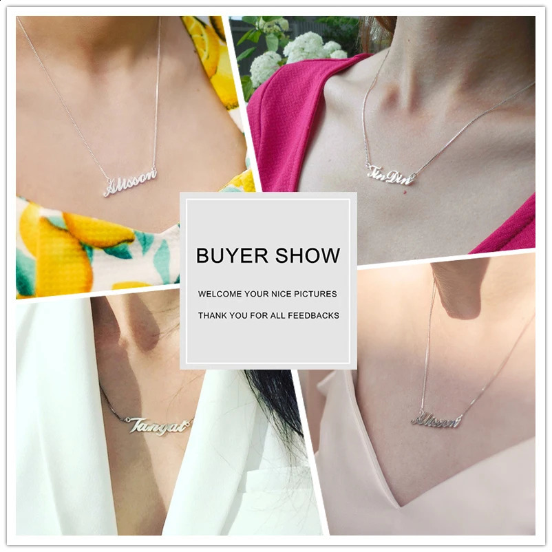 925 Sterling Silver Personalized Nameplate Letter Necklace Custom Name Pendants for Women Birthday Christmas Gift for Mother Mom 250222