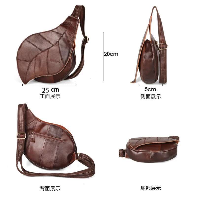 Cobbler Legend Genuine Leather Leaf Chest For Women Shoulder Messenger Bag Vintage Bags High Quality Ladies Handbags
