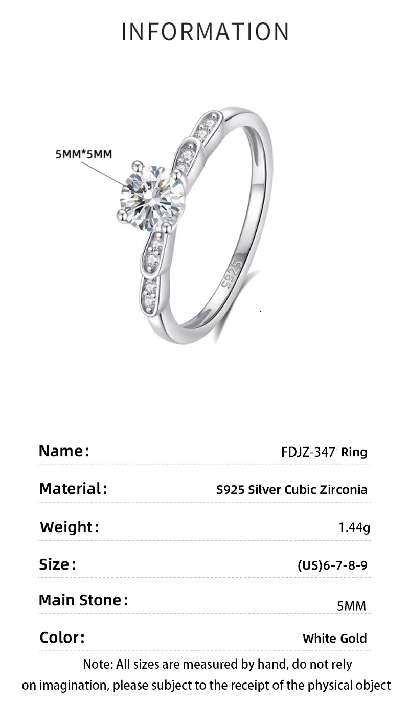 Hot Sale Silver Jewelry 5mm Moissanite Rings Wholesale 925 Sterling Silver Flower Zirconia Cz Engagement Wedding Ring for Women