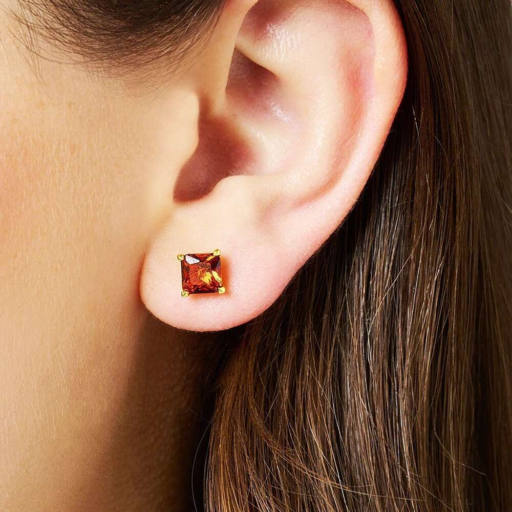 Studs Earrings Square Princess Cut Stone Europe Style Fine Jewerly For Women Trendy Gift In Sterg Sier