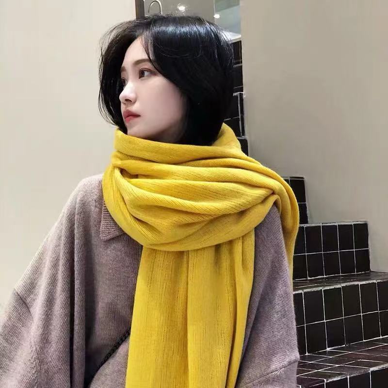 K023 Korean imitation cashmere warm scarf for women in autumn and winter, soft scarf for girls, men's solid color, versatile shawl, dual-purpose 
