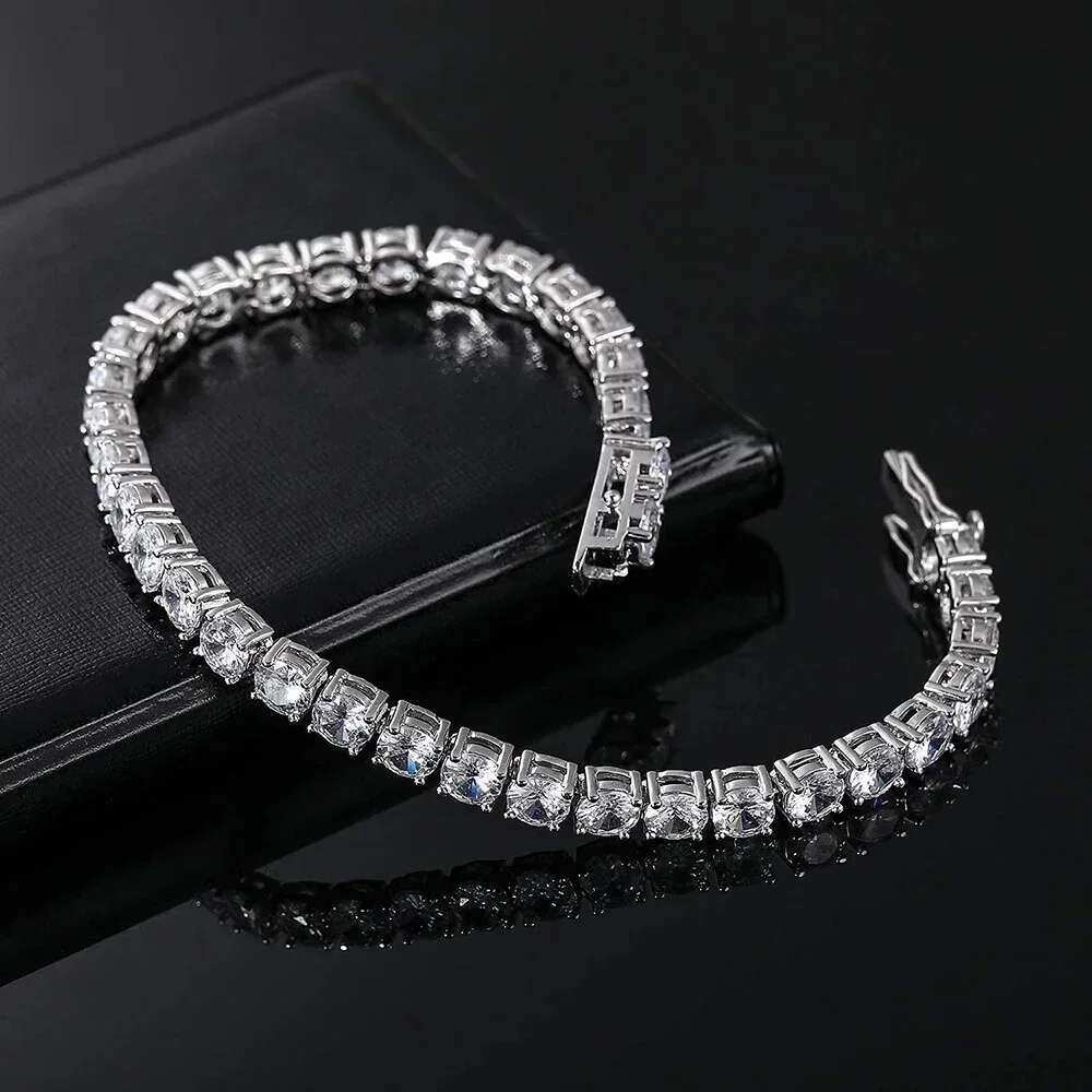 Full Moissanite Tennis Bracelet with Gra Certificate Sterg Sier Plated Gold 3-6.5mm Dia Bracelets for Men Women