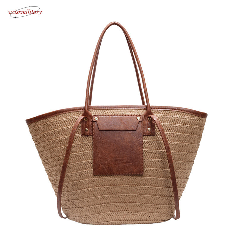 Large Capacity Handheld Straw 2025 fashion woman 2025 Summer New Woven Beach Vacation Shoulder Tote Bag #ddmyNov