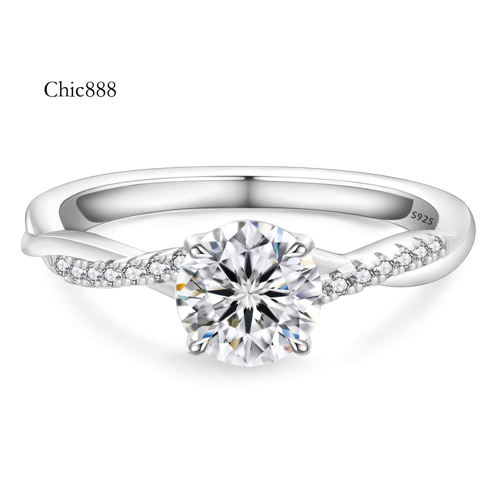 1ct Sterg Sier VVS1 Dia White Gold Dier Moissanite Engagement Ring Women