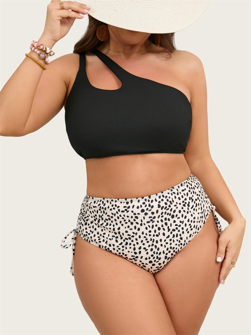 One Shoulder Cutout Bikini Set for Women High Waisted Bottom Swimsuit Two Piece Bathing Suit