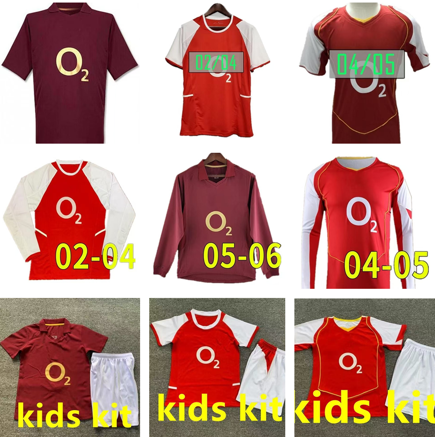 02 03 04 05 06 Retro HENRY Long sleeved Soccer Jerseys HIGHBURY PIRES REYES 2002 2004 2005 2006 BERGKAMP ADAMS Persie Galla V. PERSIE Vintage FOOTBALL SHIRT mens kids kit