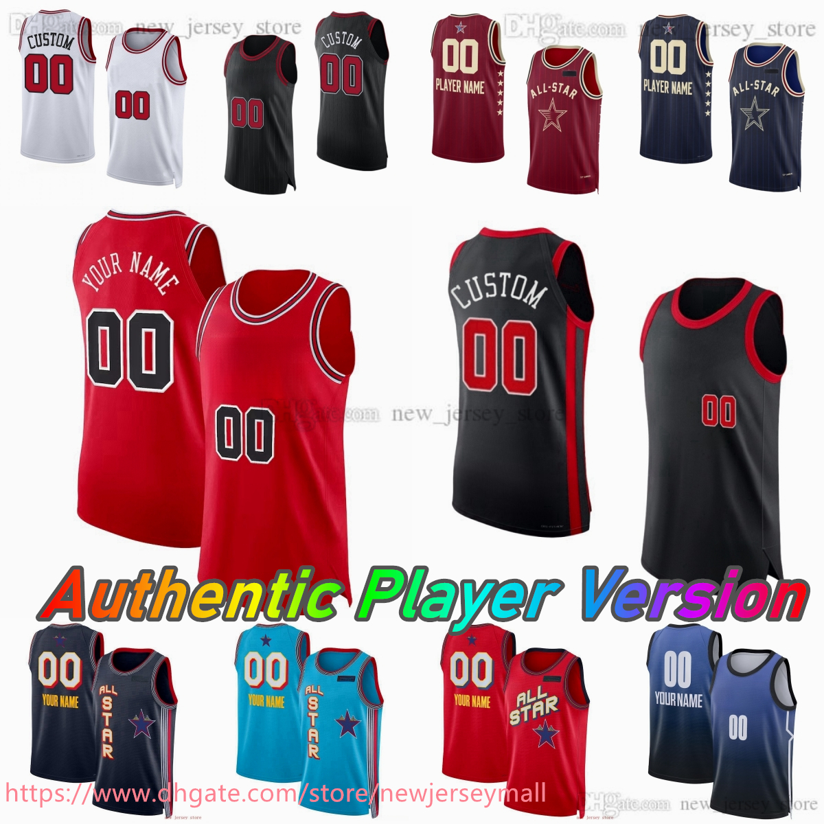 Custom AU Player Version Basketball 9 NikolaVucevic Jersey Authentic Stitched JoshGiddey AyoDosunmu PatrickWilliamsIII DalenTerry MatasBuzelis Jerseys