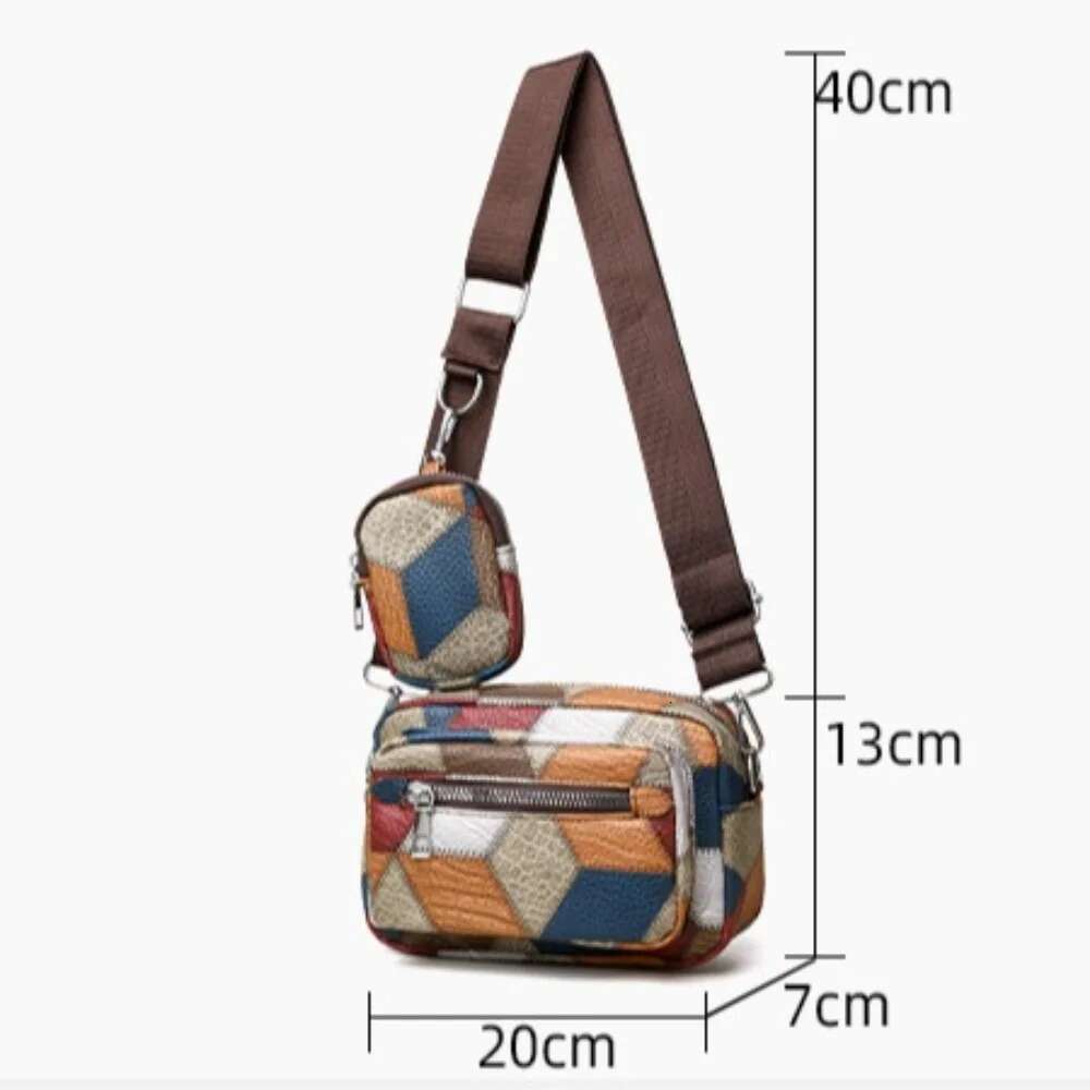 Women's Shoulder Bag Cross-Body Messenger Bohemian Style Splicing Contrast Design Multi Layer Pocket Large