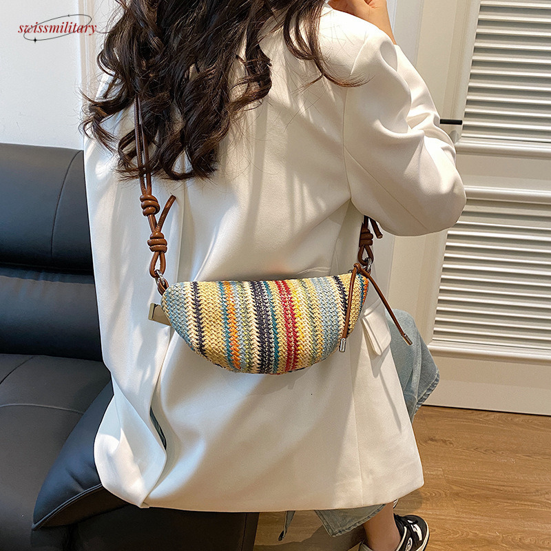 Handmade for women trendy summer crossbody popular beach vacation shoulder grass woven bag #swissmilitary