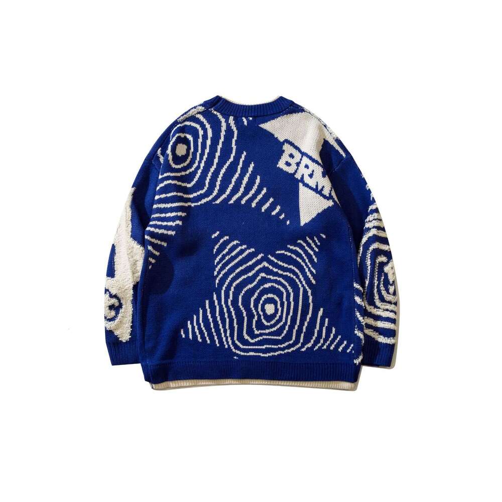 American New Jacquard Round Neck Trendy Brand Loose Men's Autumn/Winter Couple Knitted Sweater Casual Top