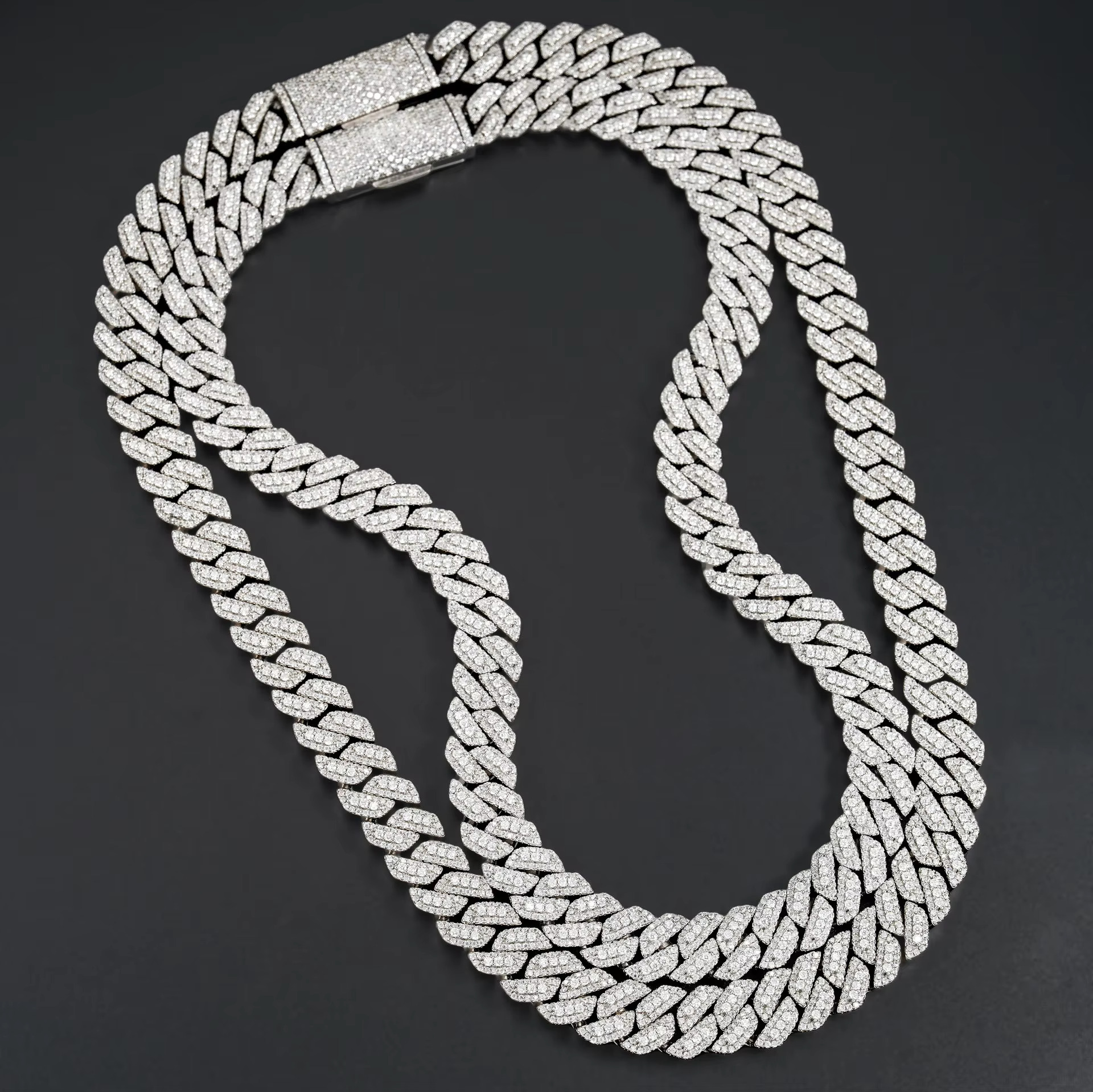 S Sier Moissanite Necklace Cuban Bracelet Personalized 13mm Hip Hop Style Collarbone Neck Hot Selg