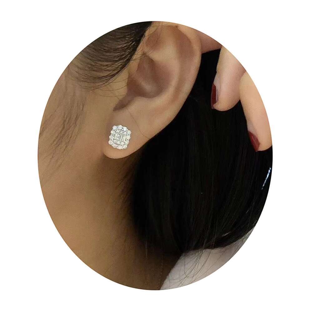 Huitan Fashion Crystal Cubic Zirconia Stud Earrings for Women Modern 2022 Design High Quality Wedding Engagement Jewelry