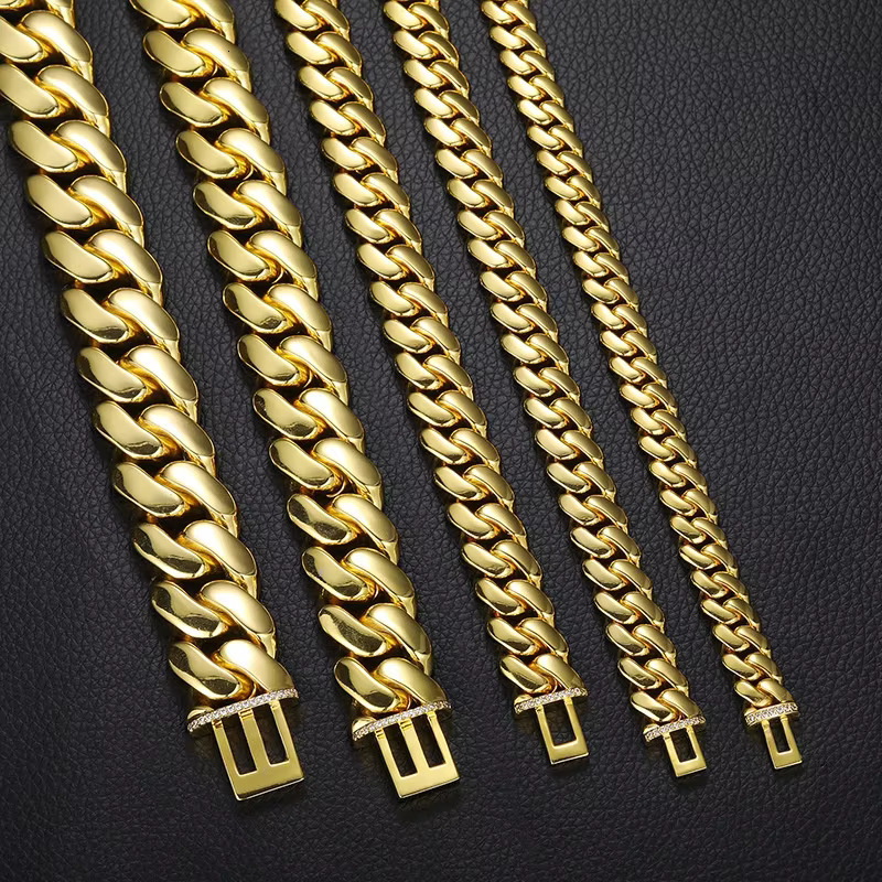 Hiphop Jewelry 12MM-22MM Miami Cubic Zirconia Necklace Iced Out Cuban k Chain for Men Fashion Party Gfit