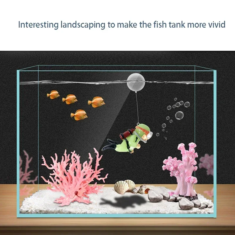 Fish Tank Decoration Luminous Green Mini Floating Diver Aquarium Ornaments Cute Small Floating Ball Aquarium Accessories Acuario
