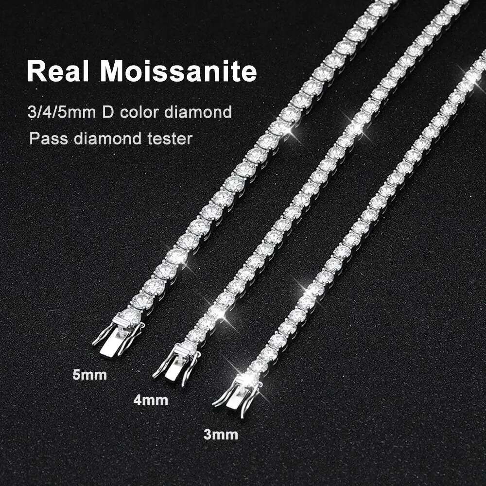Coderia 5mm Moissanite tennis bracelet Women's and men's universal bracelet Sterg Sier with platinum gold plated full Dia jewelry gift