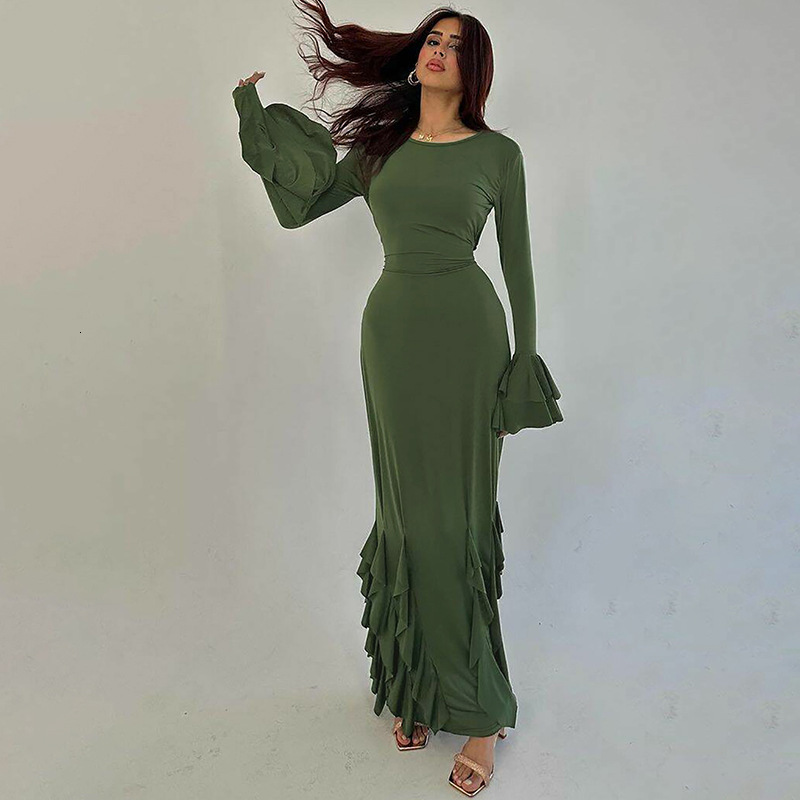 Hot Selling Women's Clothing New Autumn New Product Fashionable Slim Fit Lace Up Long Sleeved Dress For Women