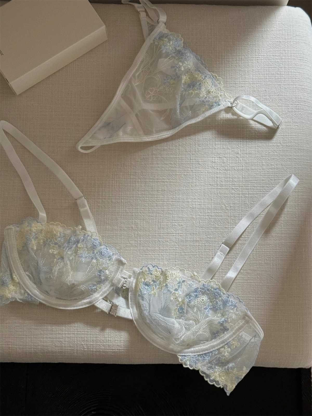 Front clasp flower true love series lingerie ladies sexy niche underwear thin top support bra set braXJ250301