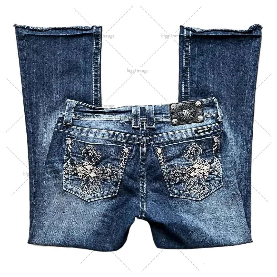 American Haruku Y2k Retro Washed Blue Patch Embroidered Jeans Women's Autumn Street Trend Hot Girl Fit Straight Pants