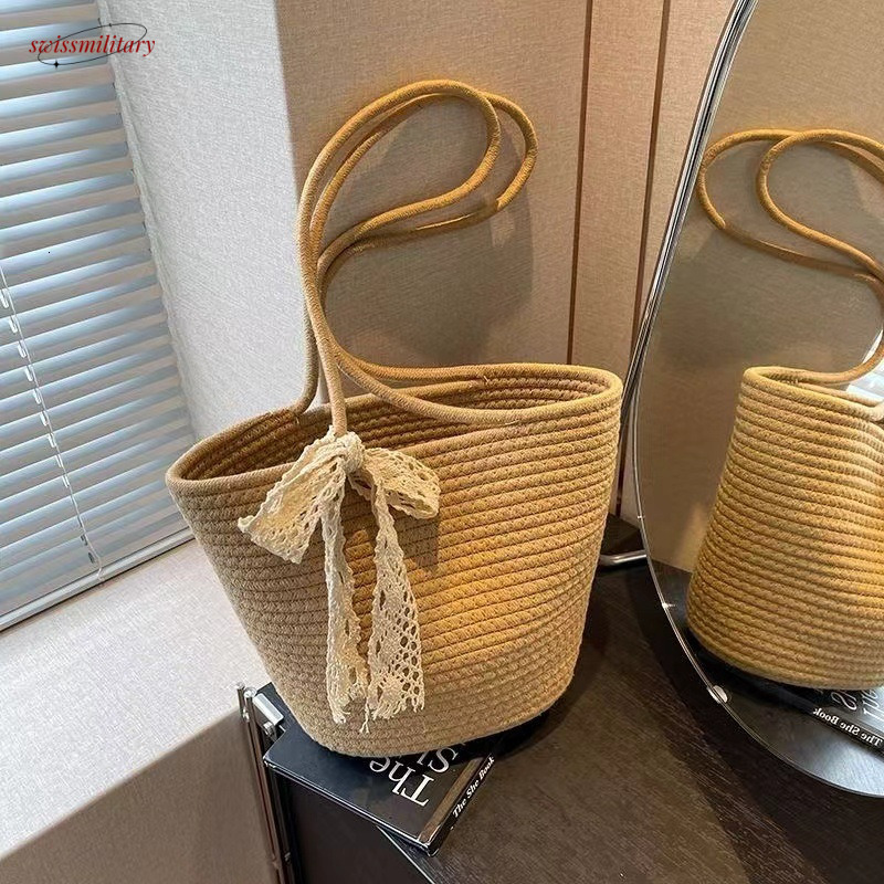 Woven grass woven women's new summer shoulder travel vacation beach bag, large capacity tote bag #swissmilitary