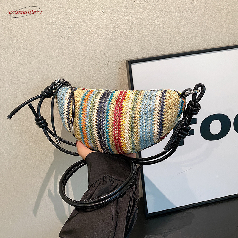 Handmade for women trendy summer crossbody popular beach vacation shoulder grass woven bag #swissmilitary