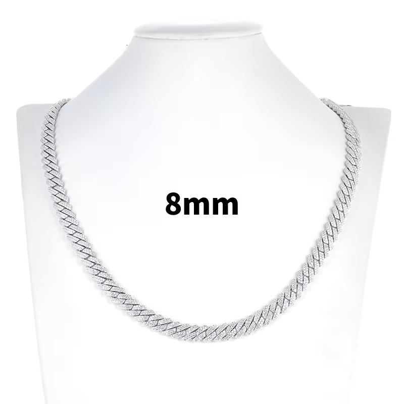 Hot Sale Jewelry Necklace Vvs Moissanite Necklace Iced Out Hip Hop Jewelry Solid 925 Silver Cuban Link Moissanite Cuban Chain