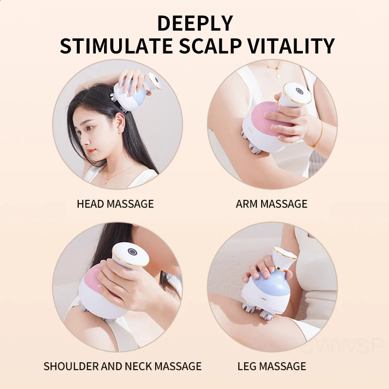 Electric Head Massager Wireless Kneading Scalp Massager Hair Growth Body Therapy Neck Shoulder Vibration Machine Head Scratcher 250221