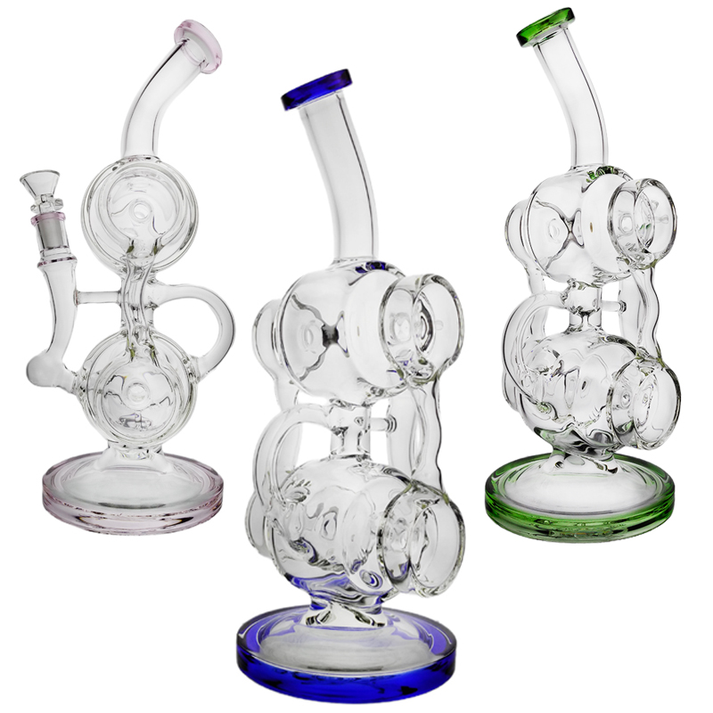 huge bongs recycler glass bong birdcage big water pipes bubbler mobius matrix sidecar heady perc bong Sturdy Round Base