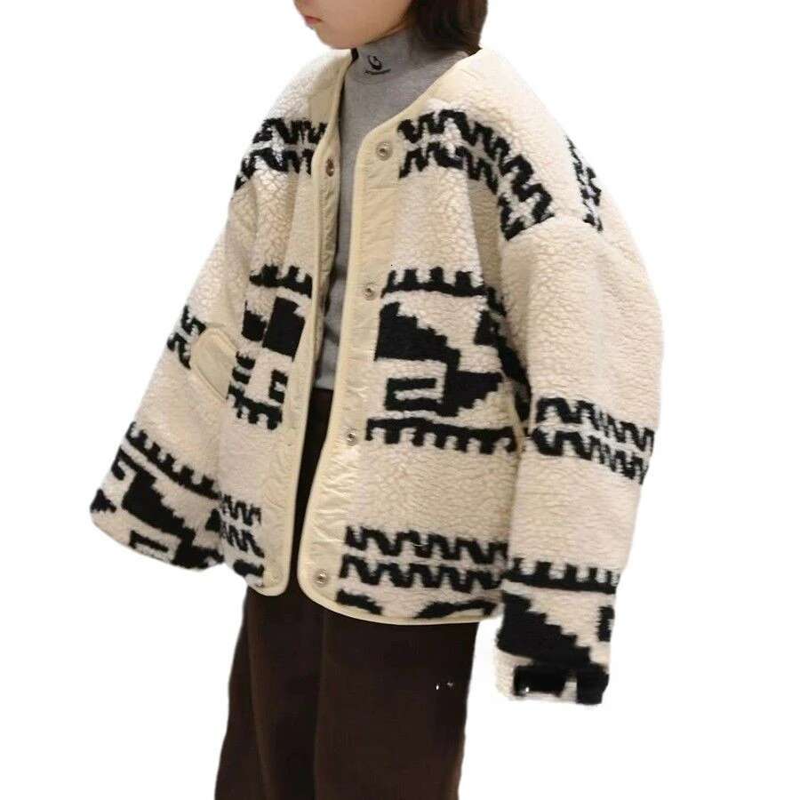 Ddmyshoesvip Lamb Wool Jacket For Children On Both Sides Autumn And Winter Cotton Clothing Fashionable Korean Style Clothes