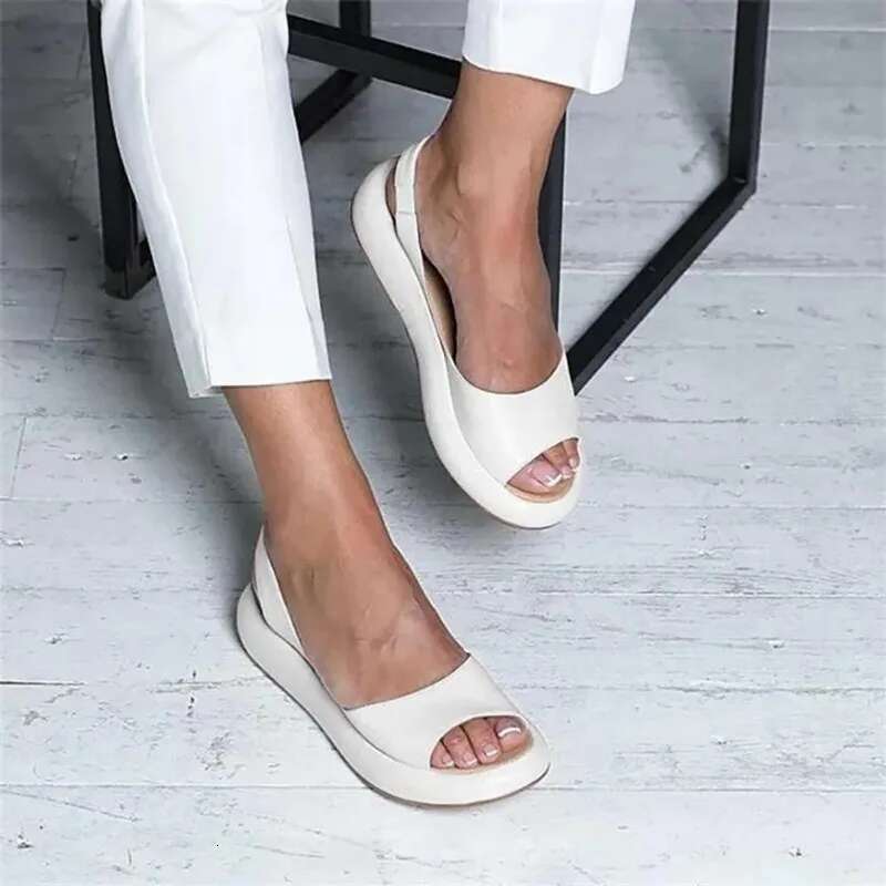 Summer New European Women's Shoes Beach Platform Fish Mouth Flat Sandals Female Fashion Slides Thick Sole Large Size 43 #ddmykukumalu