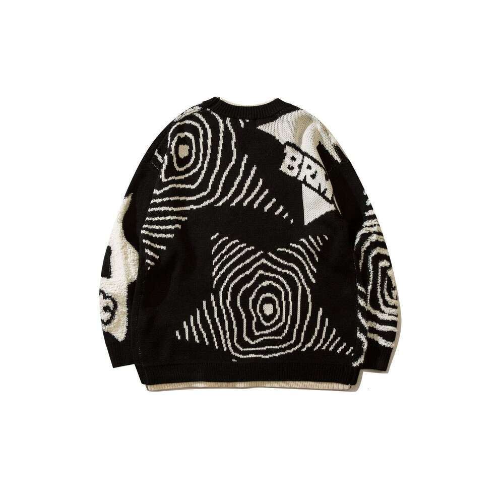 American New Jacquard Round Neck Trendy Brand Loose Men's Autumn/Winter Couple Knitted Sweater Casual Top