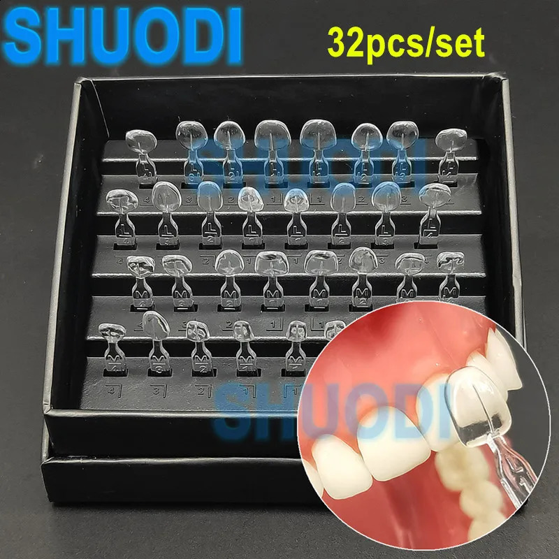 32pcs/set Dental Veneers Mould Autoclave Composite Resin Mold Light Cure Fast Quick Anterior Front Teeth Whitening Tools 250228