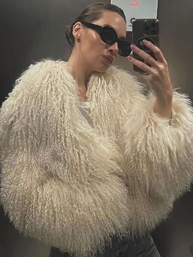 Women Fashion Solid Faux Fur Coats Autumn Elegant Warm Loose Long Sleeve Flurry Cardigan Winter Female Thick Commute Streetwear