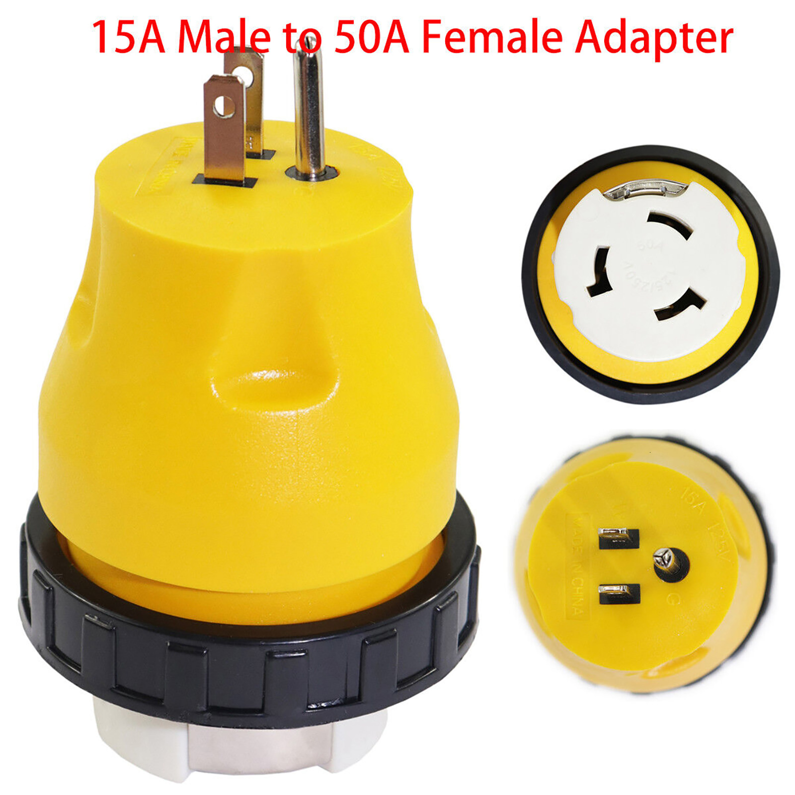 15Amp Male and 50Amp,30Amp to 30Amp Female 125V Power Cord Plug RV Boat Marine Adapter