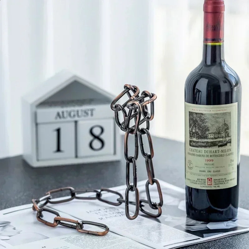 Magic hanging iron chain wine rack one bottle of display kitchen k 250225