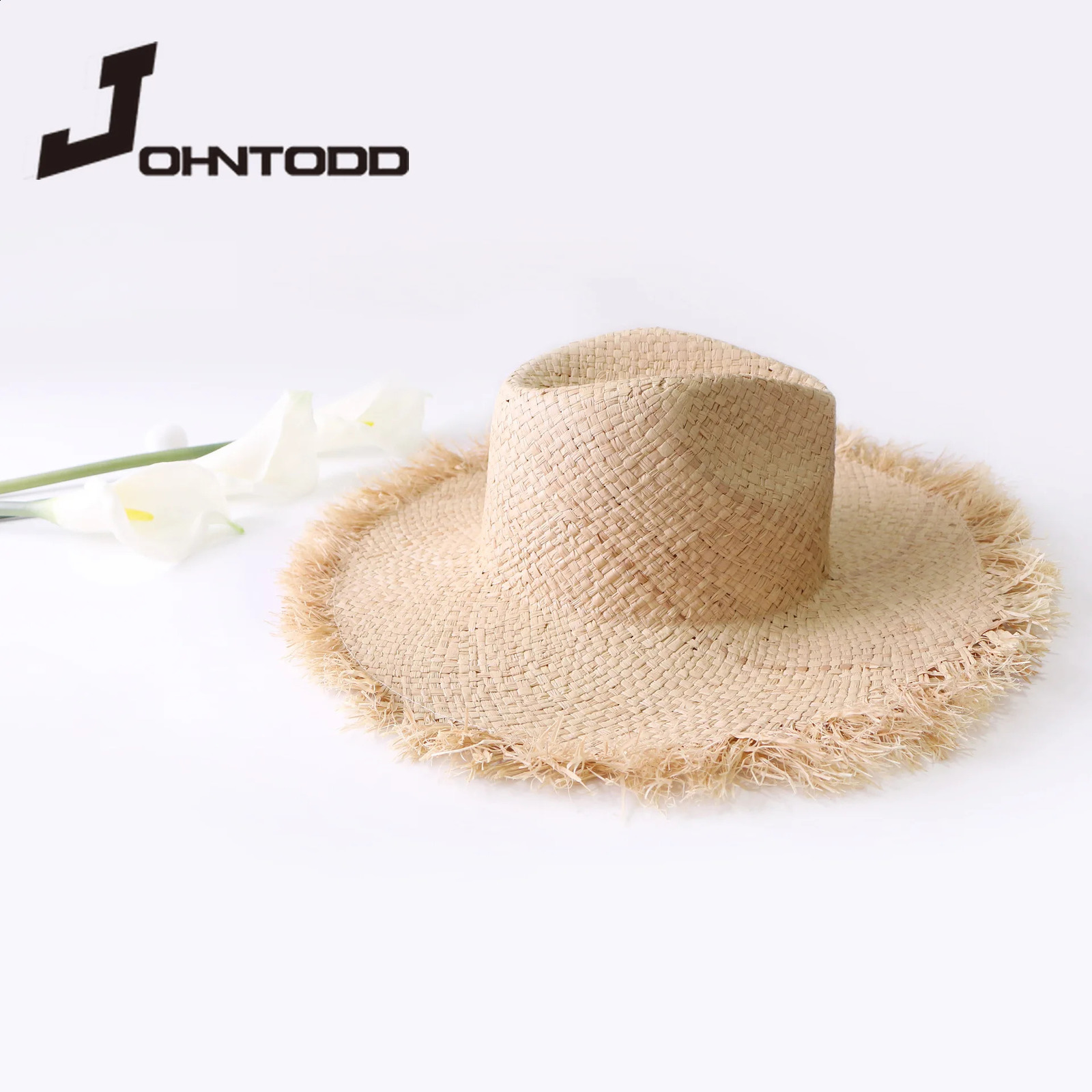 handmade womens straw hat with big wide brim for girls high quality natural raffia Panama beach straw hat vacation sun hat 250227