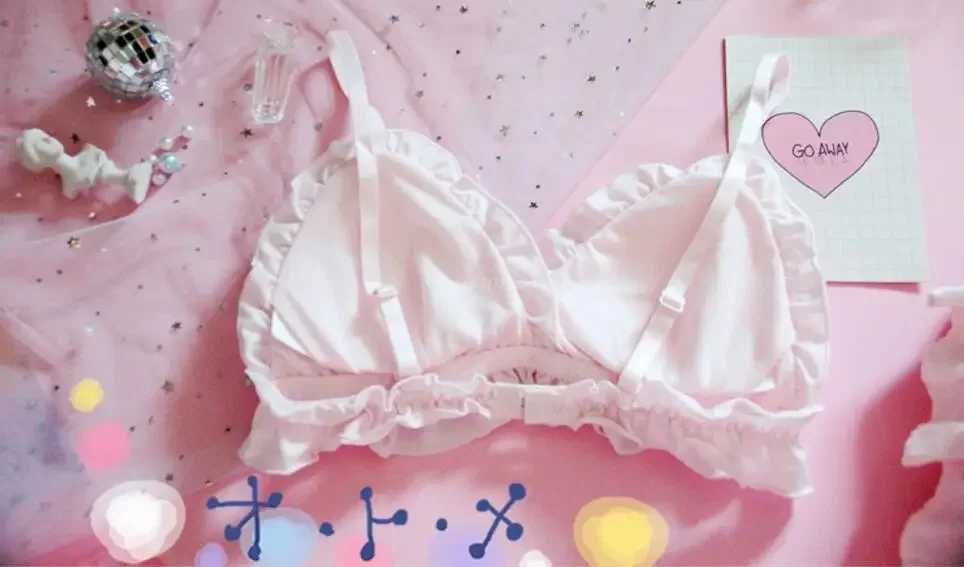 Japanese Lolita Kawaii Bow Ruffle White Underwear Set Sexy Female Cute Rabbit Ear Underwear Womens Bra and Underwear Set BraXJ250301